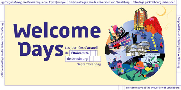 Visuel web de la campagne de rentrée "Bienvenue à l'Université de Strasbourg"