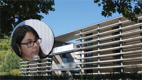 Assemblage photo, portrait de Daisy Moreira Cunha et photo de l'INSPE en fond Assemblage photo, portrait de Daisy Moreira Cunha et photo de l'INSPE en fond